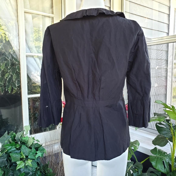 Cabi Black Metallized Polycotton Ruffle Pleated Dressy Jacket/Blazer with Lining - Picture 4 of 10